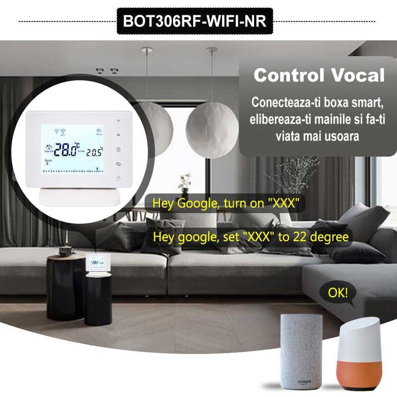 Termostat smart BEOK BOT306RF-WiFi-NR incalzire pardoseala Termostat smart BEOK BOT306RF-WiFi-NR incalzire pardoseala